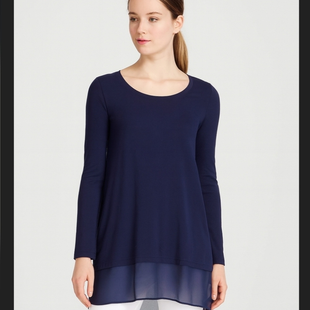 Rag & Bone Navy Blue Daria Layered Silk Tunic Top